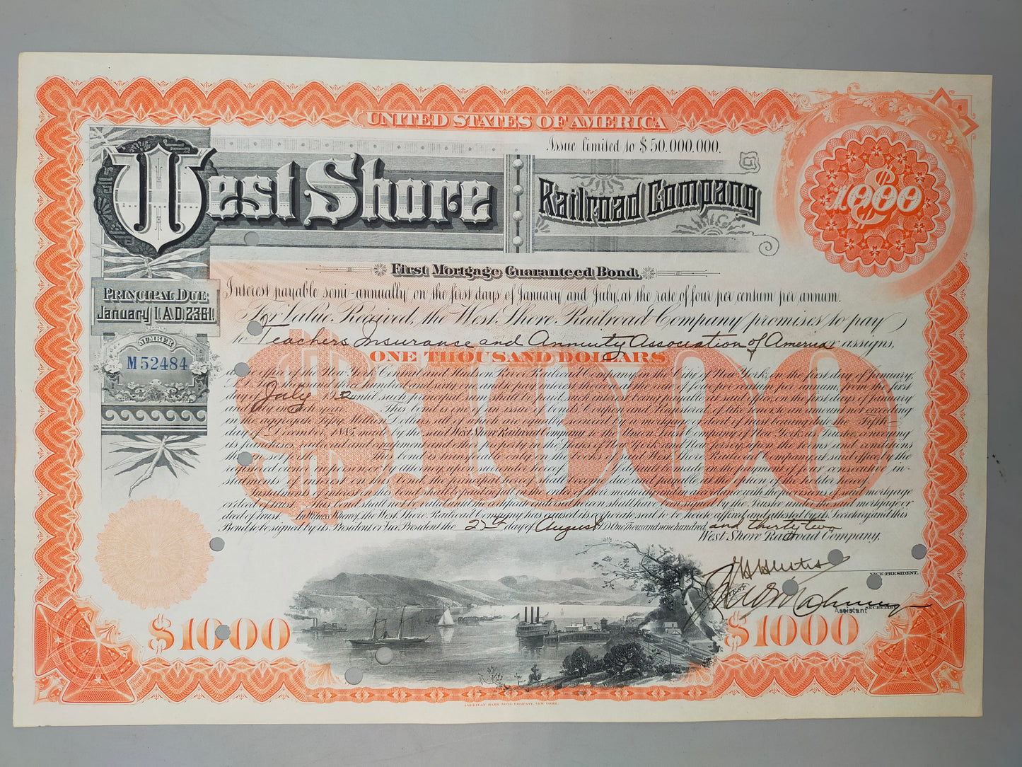 West Shore Railroad Company Historische Anleihe 1000 Dollar 1932