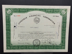 Historische Livestock Financial Corp. Aktie  100 Shares von 1963