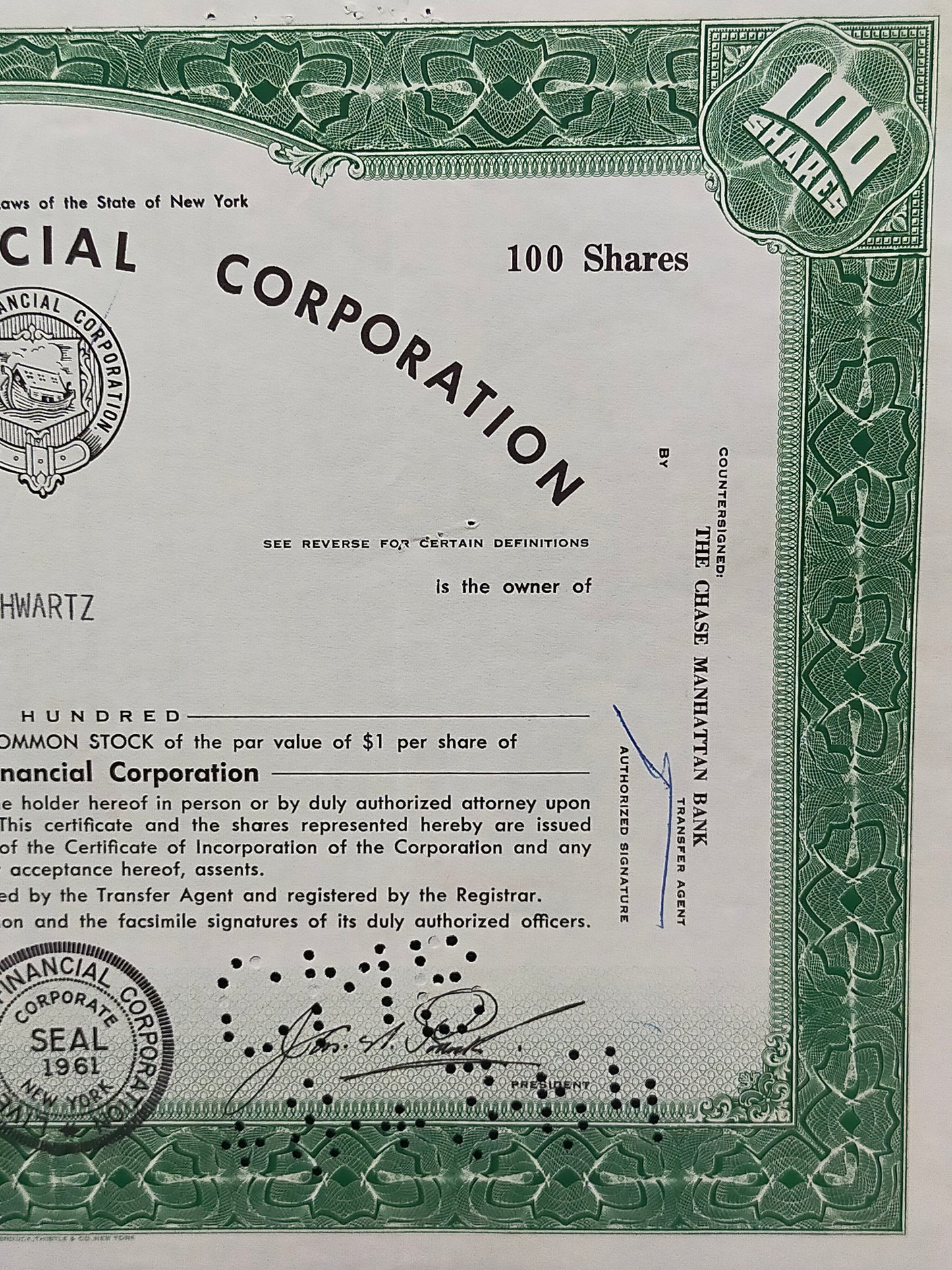 Historische Livestock Financial Corp. Aktie  100 Shares von 1963