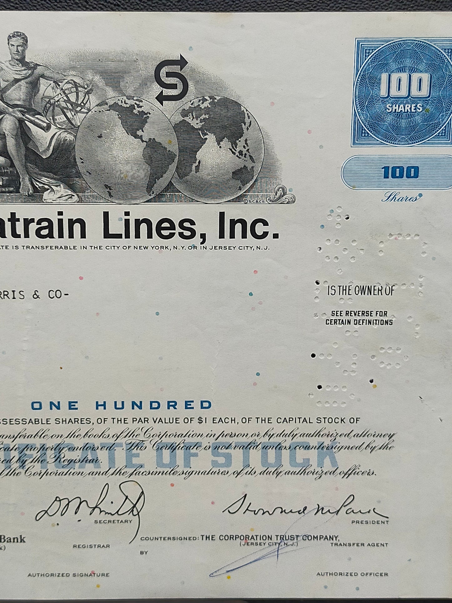 Historische Seatrain Lines Aktie 1969 Antikes Wertpapier