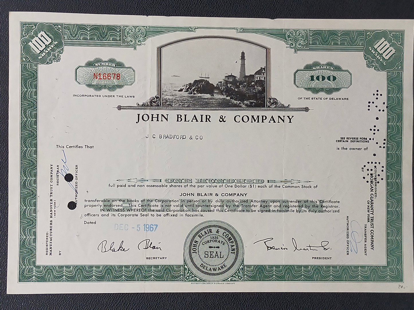 Historische John Blair & Company Aktie von 1967