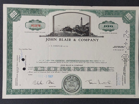 Historische John Blair & Company Aktie von 1967