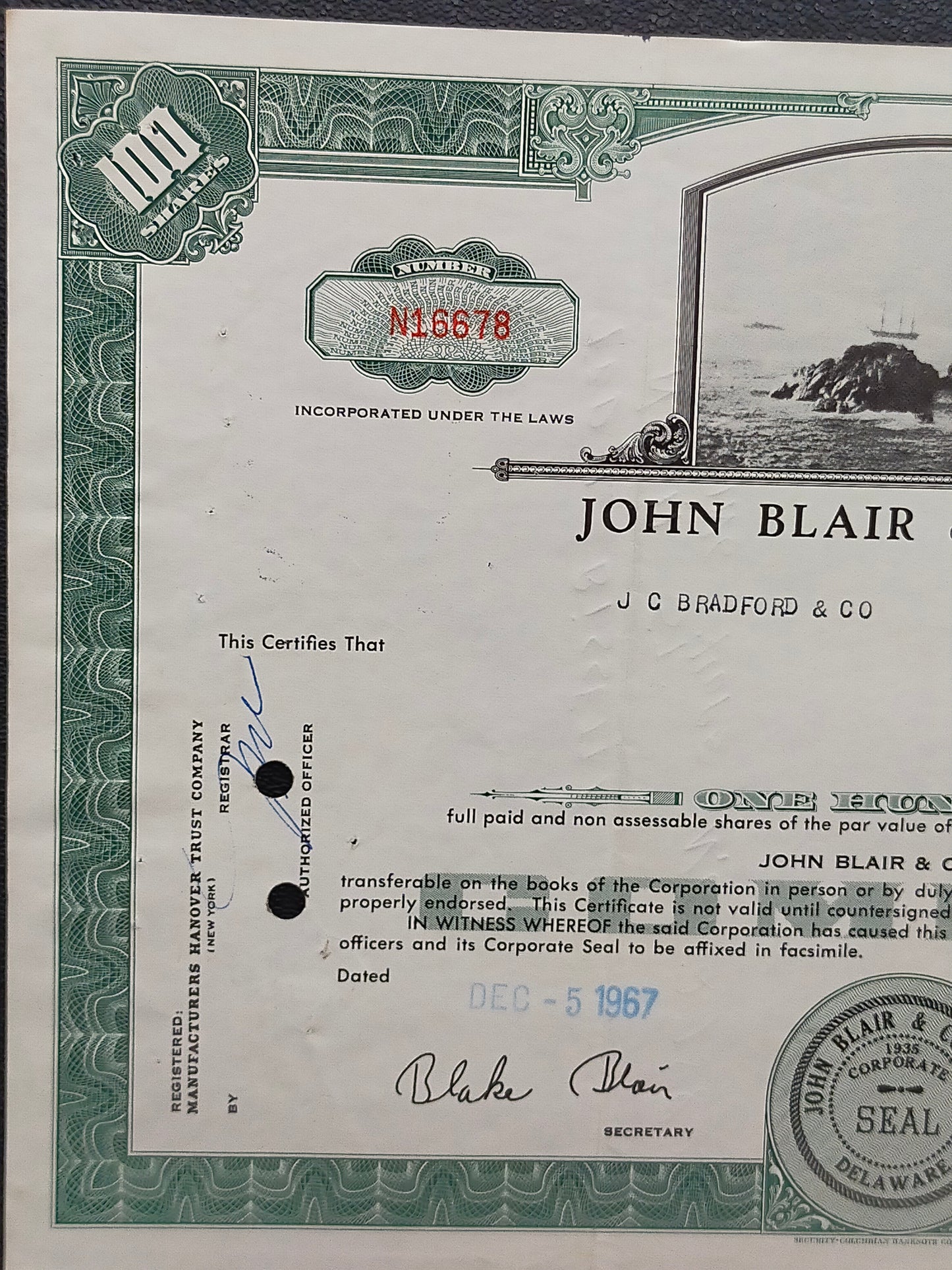 Historische John Blair & Company Aktie von 1967