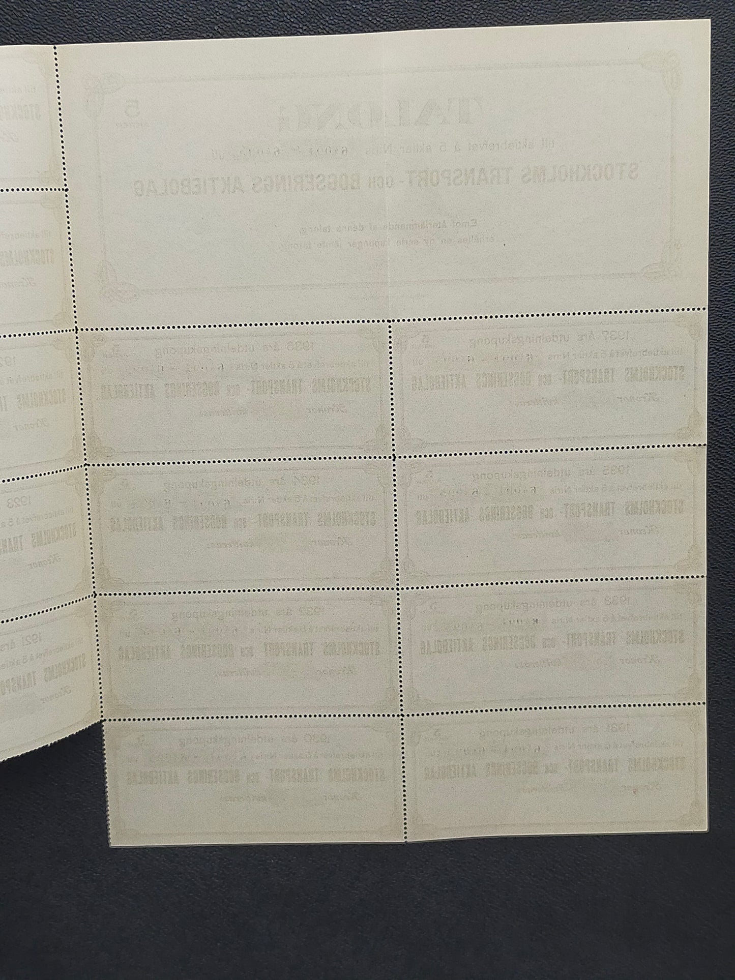 Historisches Aktiebrev 1918 – Stockholms Transport och Bogserings AB