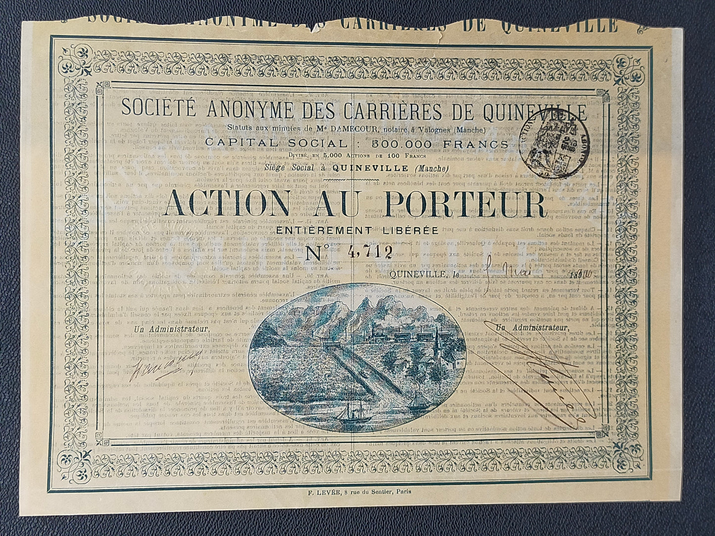 Historische Aktie Quineville 1900