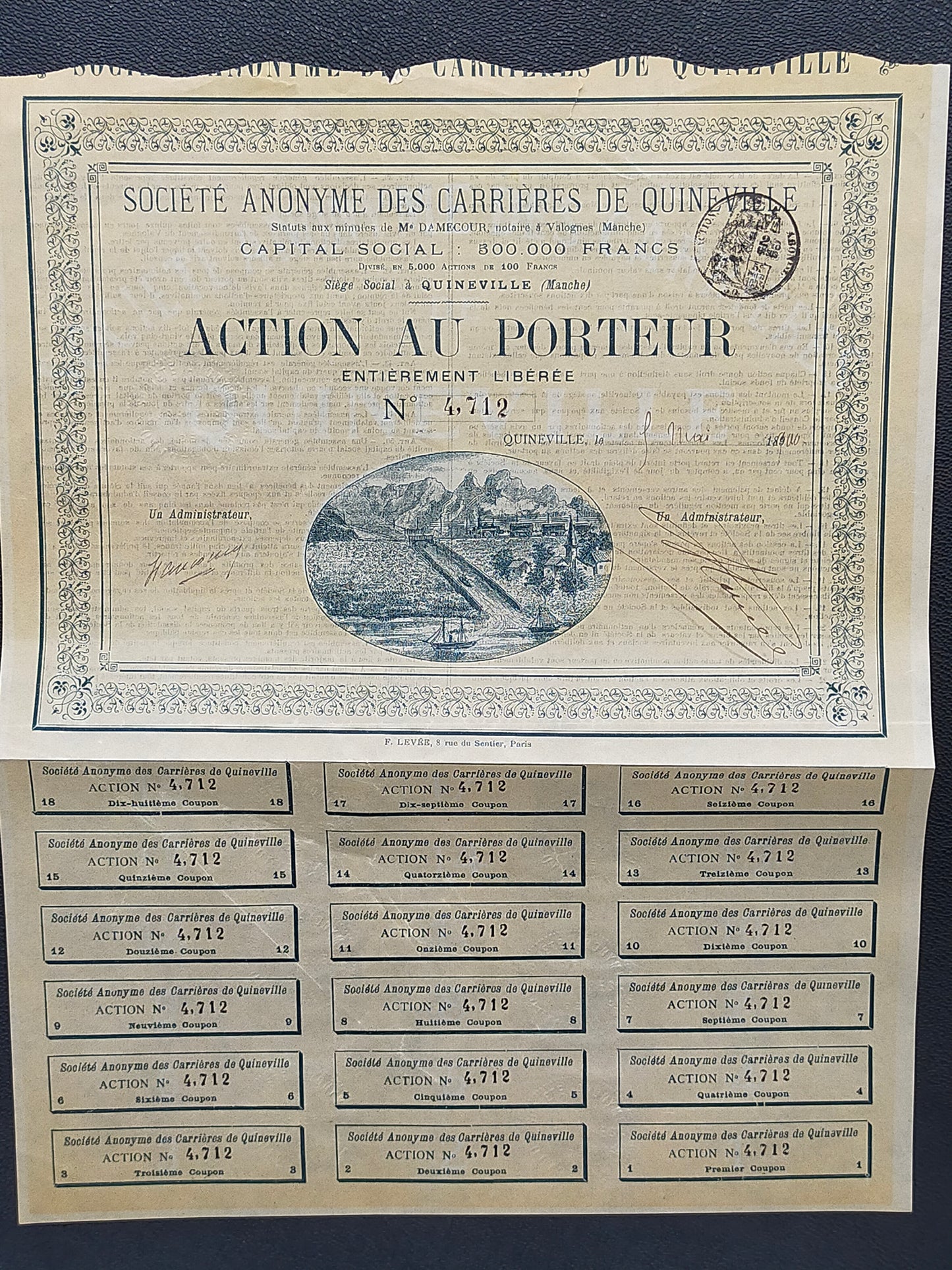 Historische Aktie Quineville 1900