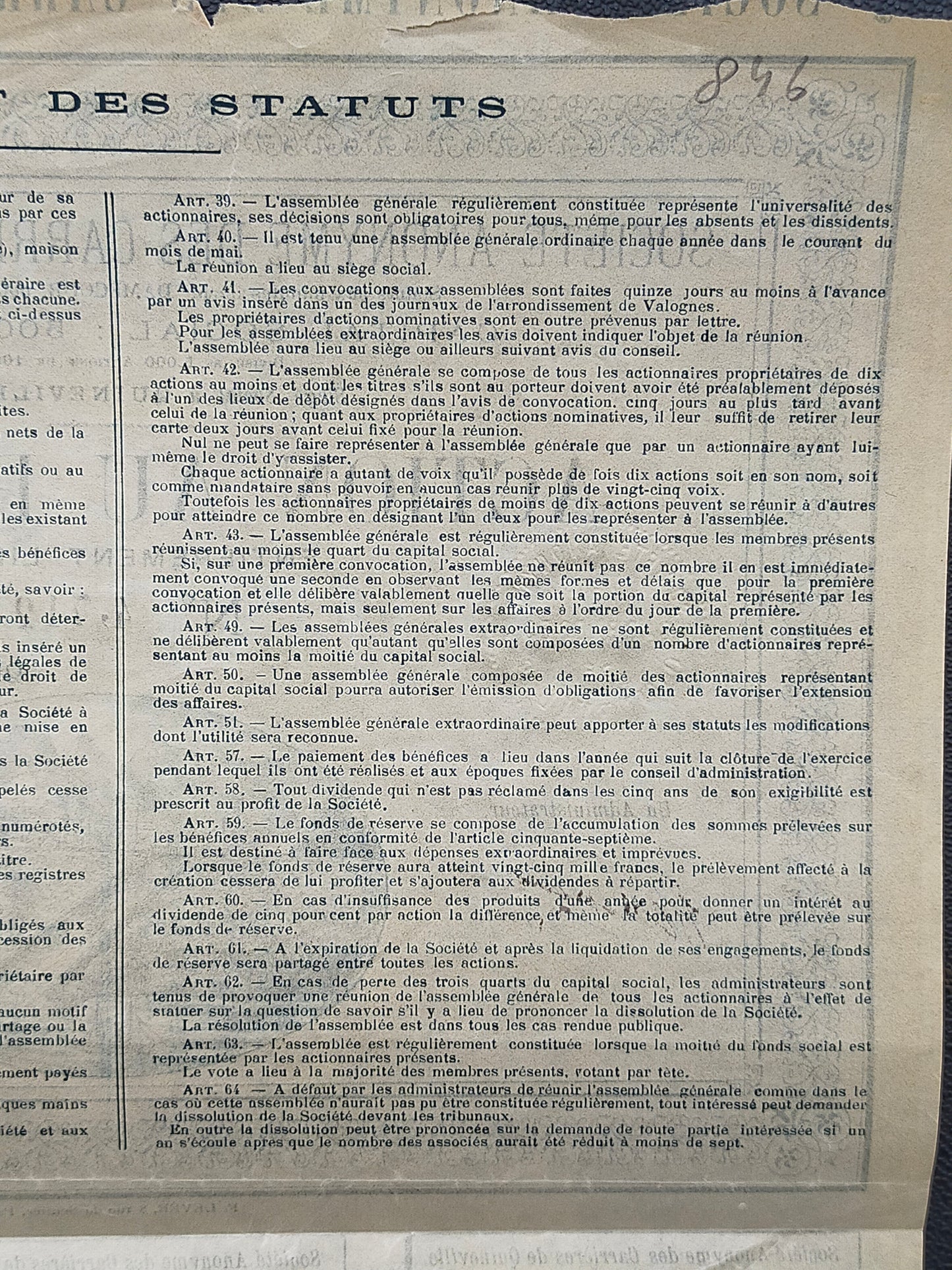 Historische Aktie Quineville 1900