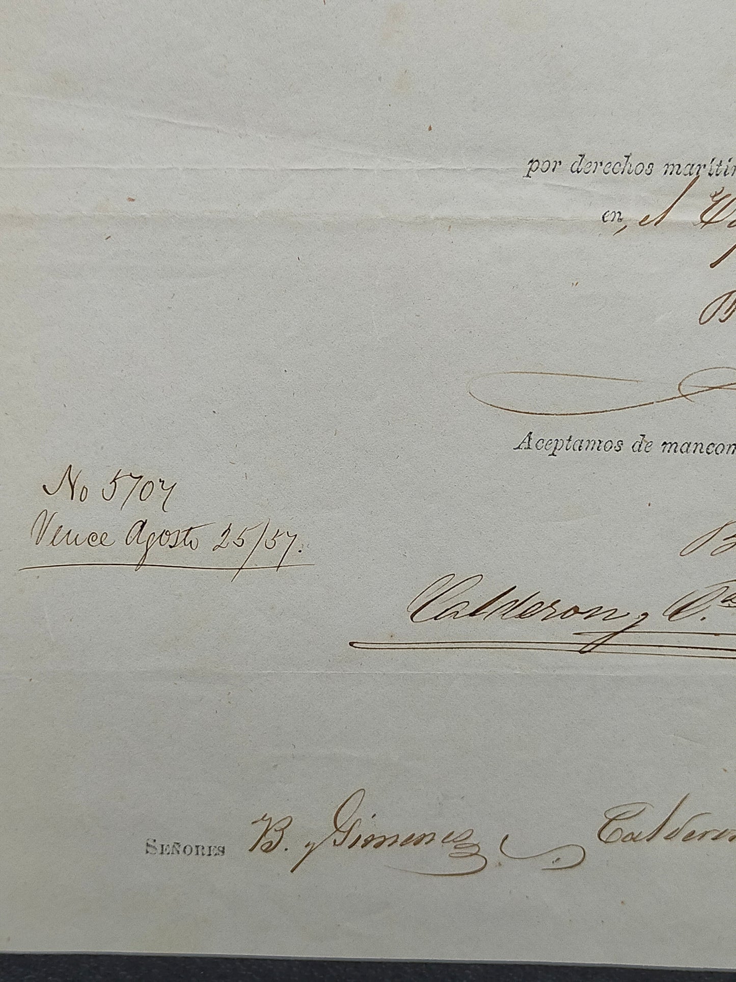 Historisches Zolldokument Buenos Aires 1857