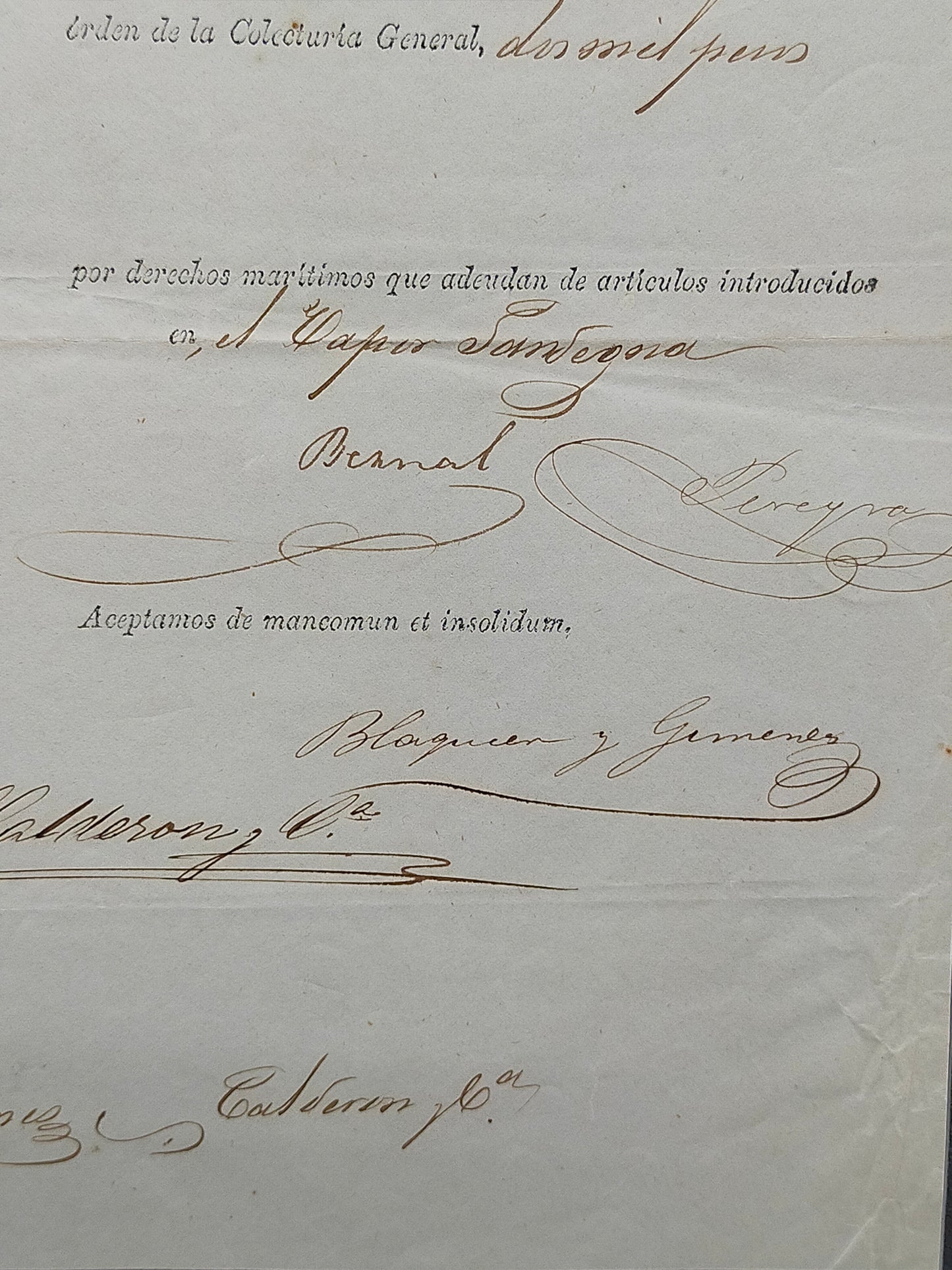 Historisches Zolldokument Buenos Aires 1857