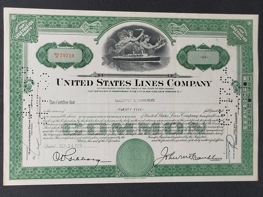 Historische United States Lines Company Aktie Original von 1959