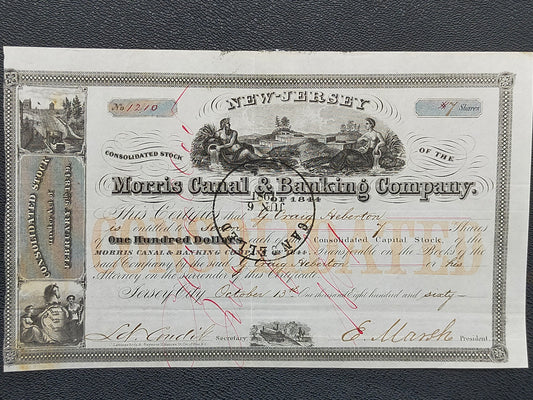 Historische Aktie Morris Canal & Banking Company New Jersey 1860