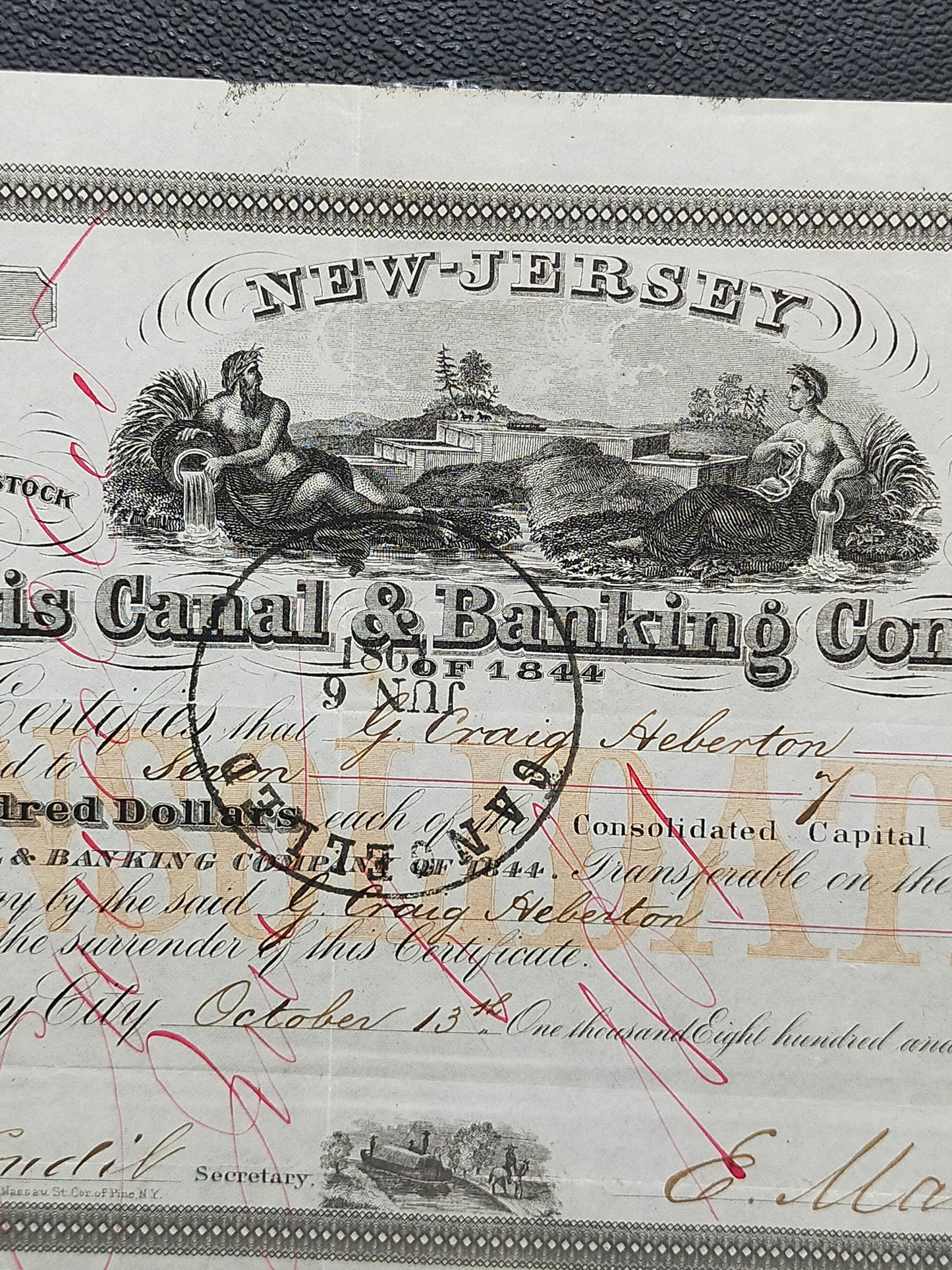 Historische Aktie Morris Canal & Banking Company New Jersey 1860