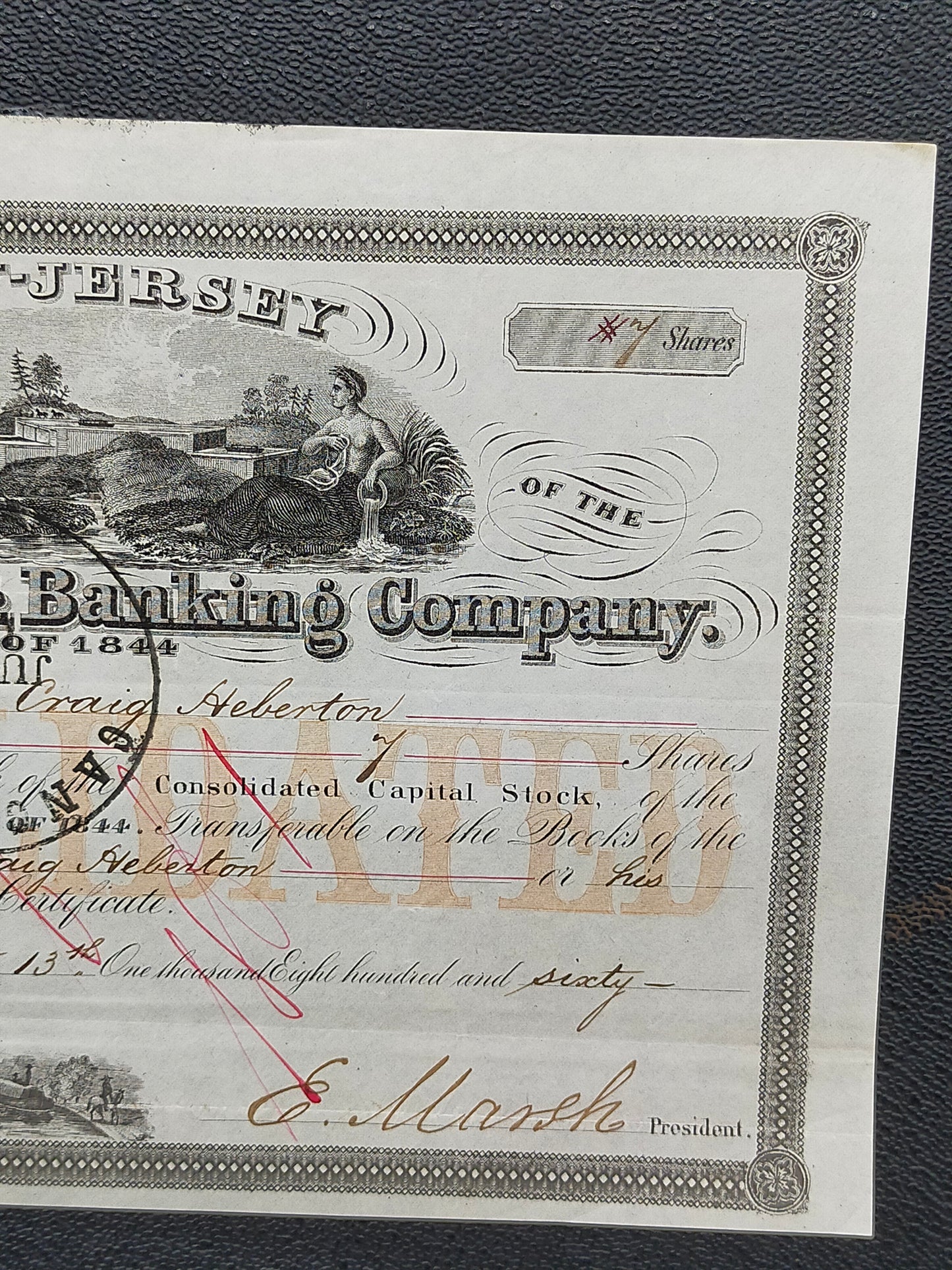 Historische Aktie Morris Canal & Banking Company New Jersey 1860