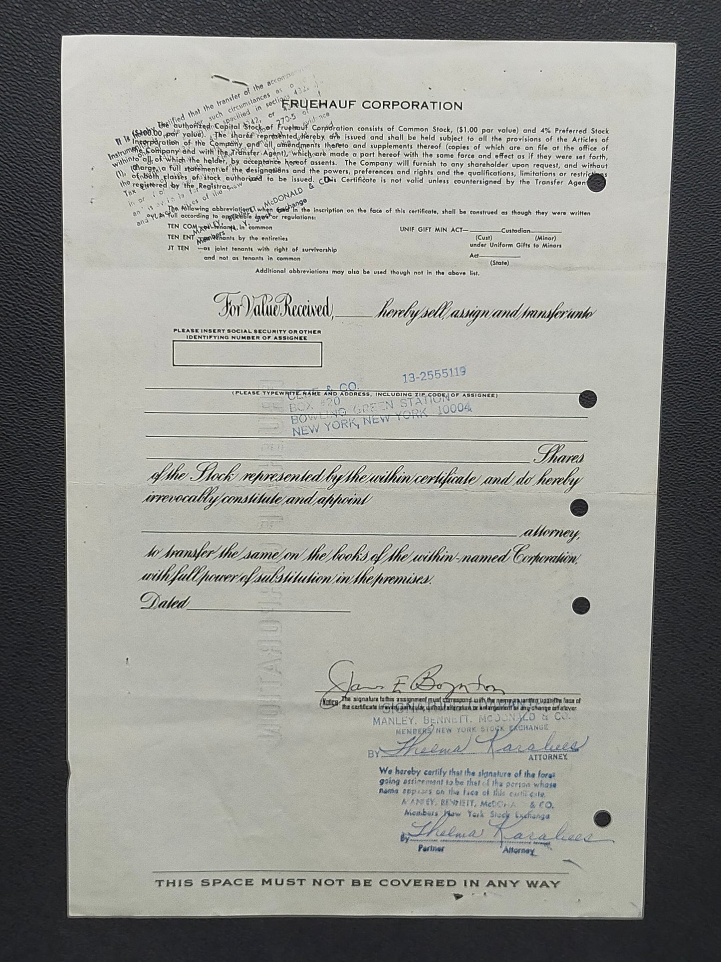 Historische Fruehauf Corporation Aktie 100 Shares von 1974