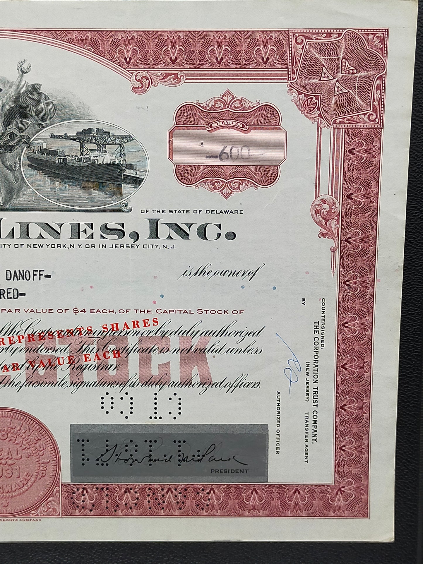 Historische Seatrain Lines Aktie von 1968 Vintage Scripophily