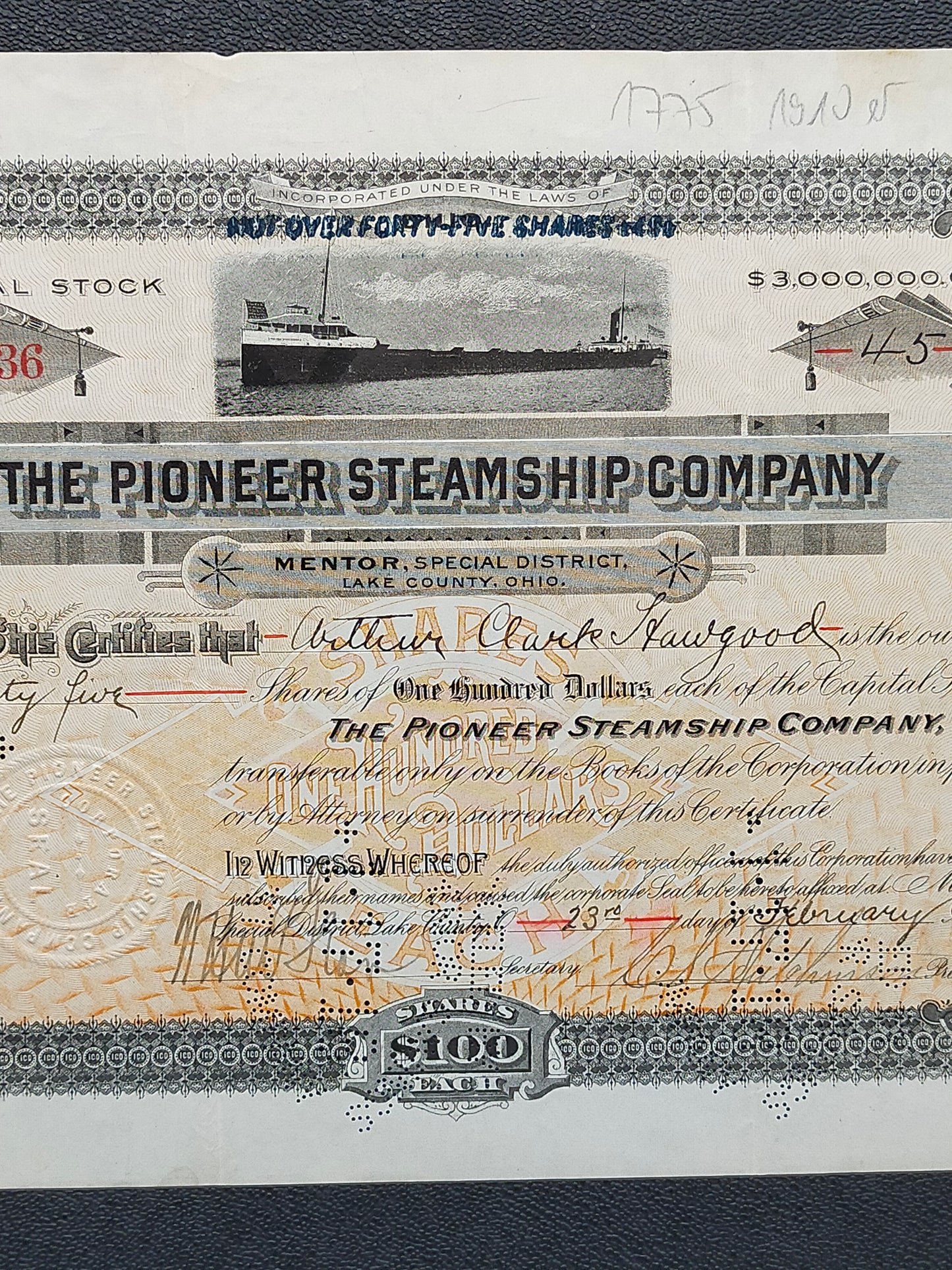 Historische Aktie The Pioneer Steamship Company 1916 Schiffahrt Scripophily