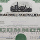 Historisches Baltimore National Bank Wertpapier Scripophily von 1960
