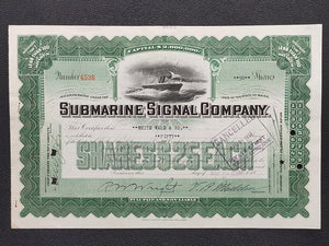Historische Aktie Submarine Signal Company 1937