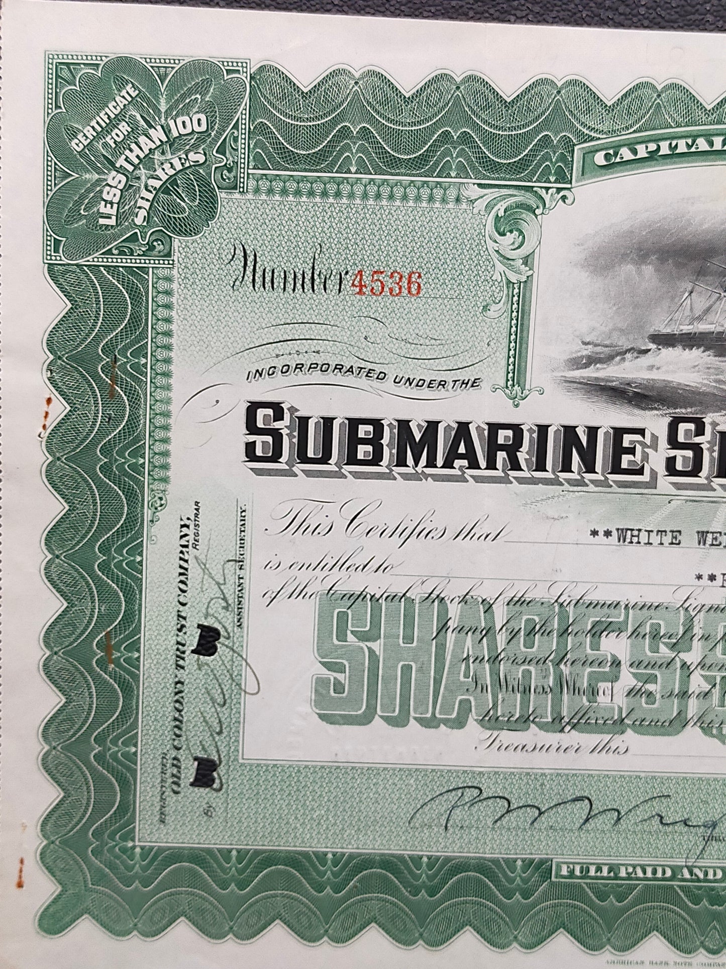 Historische Aktie Submarine Signal Company 1937