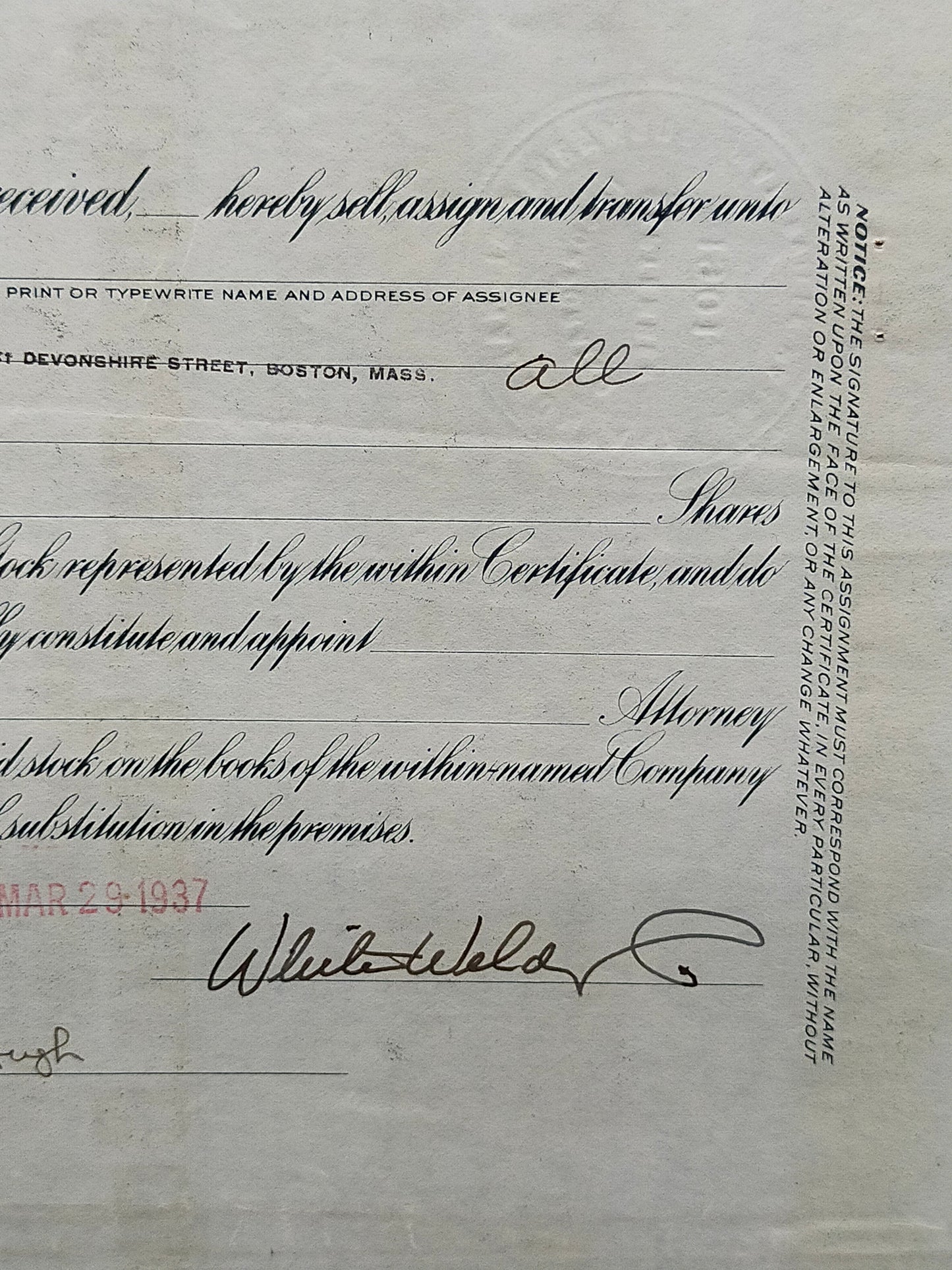 Historische Aktie Submarine Signal Company 1937