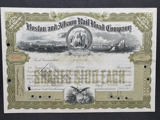 Historische Boston and Albany Rail Road Aktie von 1942 Scripophily