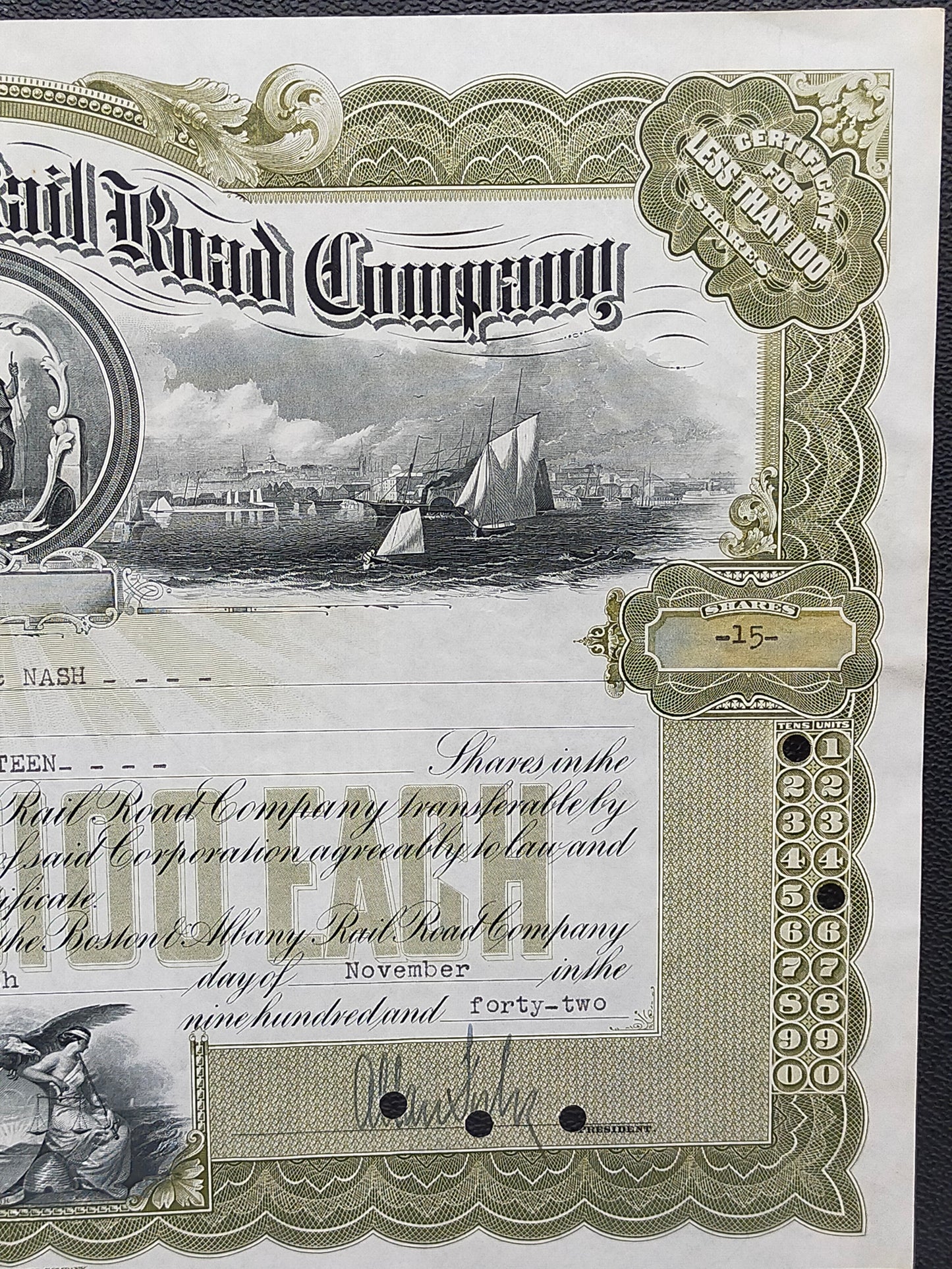 Historische Boston and Albany Rail Road Aktie von 1942 Scripophily