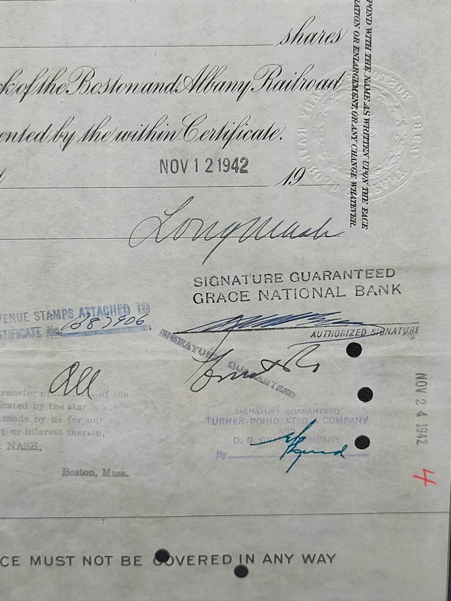 Historische Boston and Albany Rail Road Aktie von 1942 Scripophily