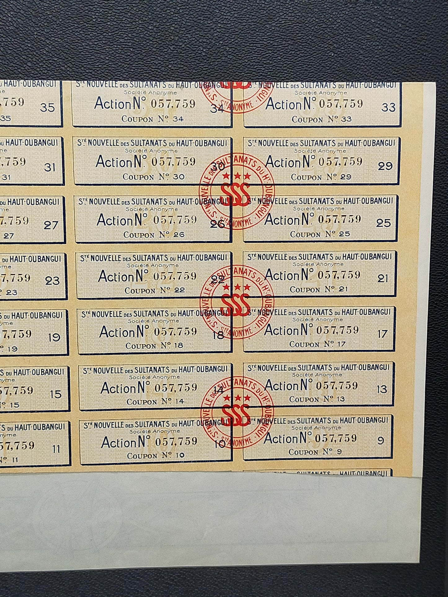 Historische Aktie Société Nouvelle des Sultanats du Haut-Oubangui 1927