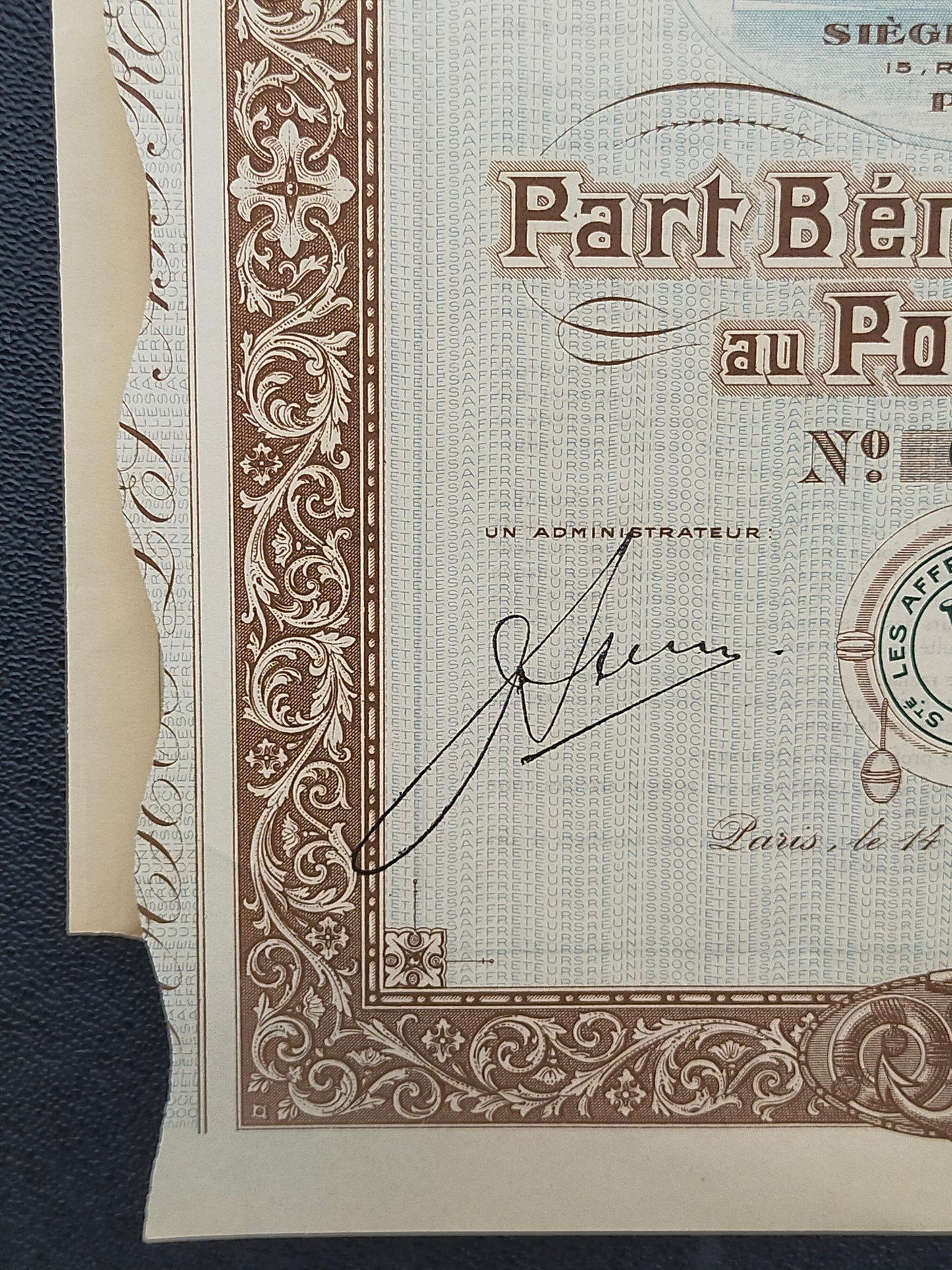Historisches Wertpapier Les Affréteurs Réunis Paris 1920