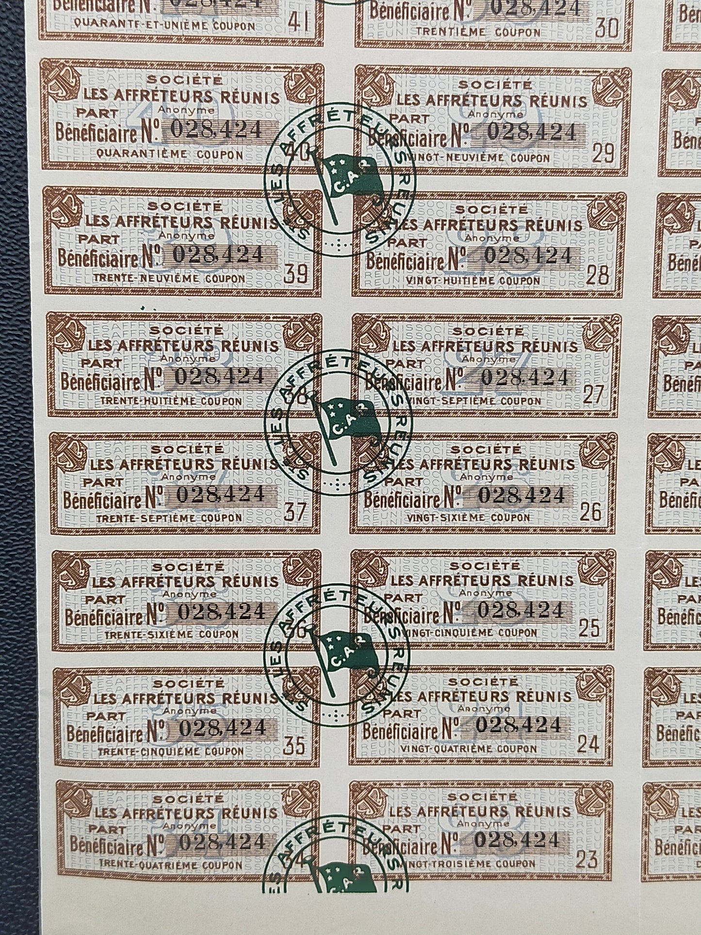 Historisches Wertpapier Les Affréteurs Réunis Paris 1920