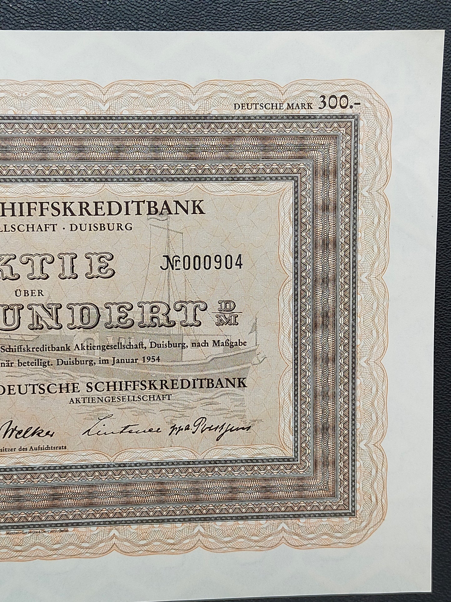 Historische Aktie Deutsche Schiffskreditbank 1954 300 DM