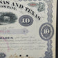 Historische Missouri, Kansas and Texas Railway Aktie von 1880