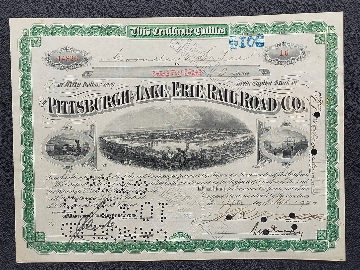 Titel Historische Aktie Pittsburgh & Lake Erie Rail Road Co. 1927