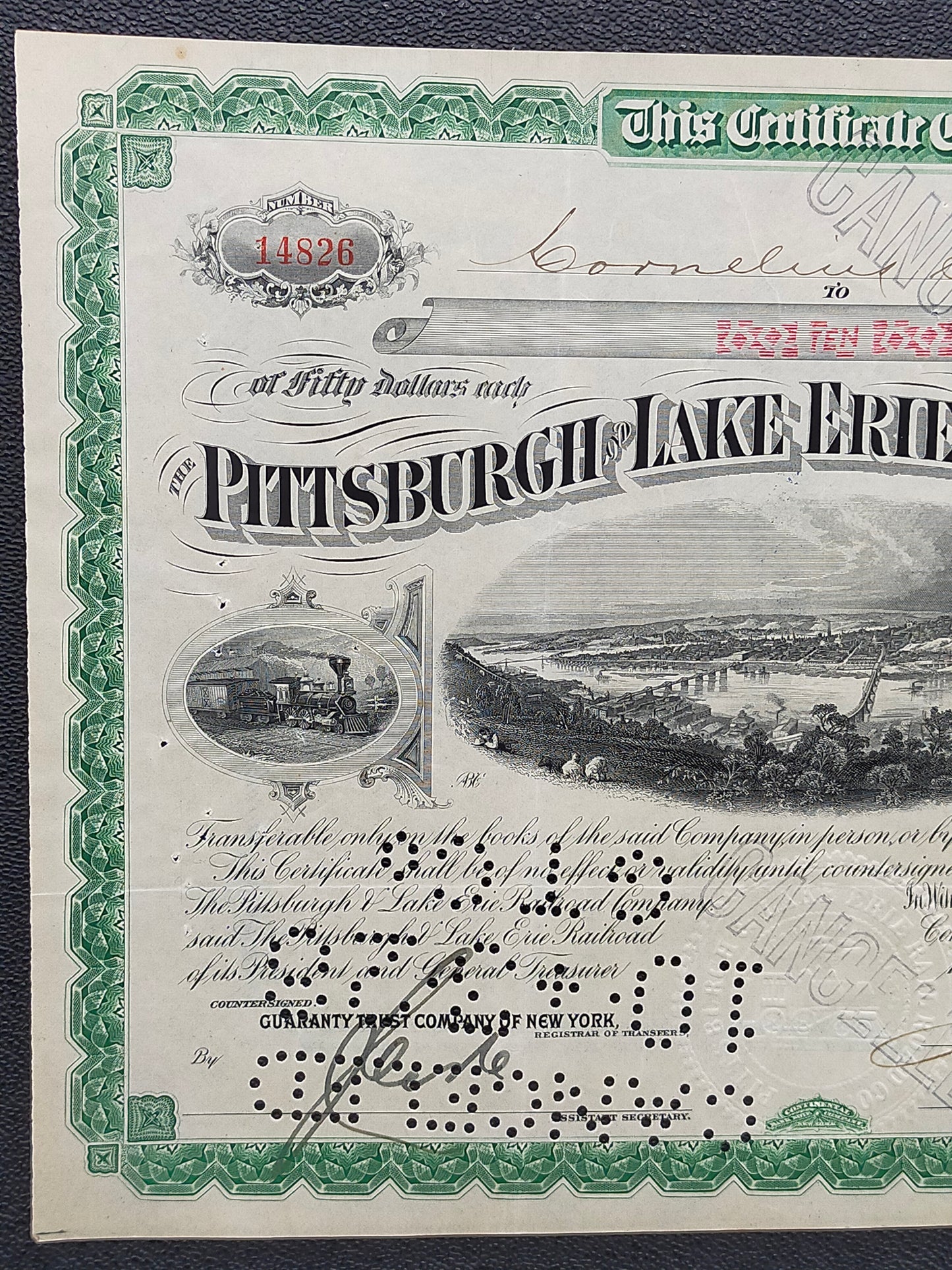 Titel Historische Aktie Pittsburgh & Lake Erie Rail Road Co. 1927
