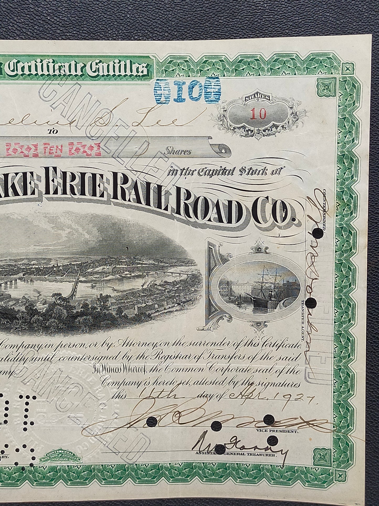 Titel Historische Aktie Pittsburgh & Lake Erie Rail Road Co. 1927