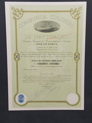 Historische Schiffahrts Anleihe 1954 Companhia Colonial de Navegacao