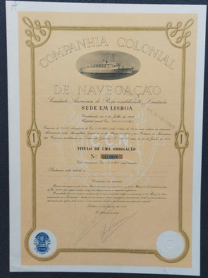 Historische Schiffahrtsanleihe Companhia Colonial de Navegação 1954