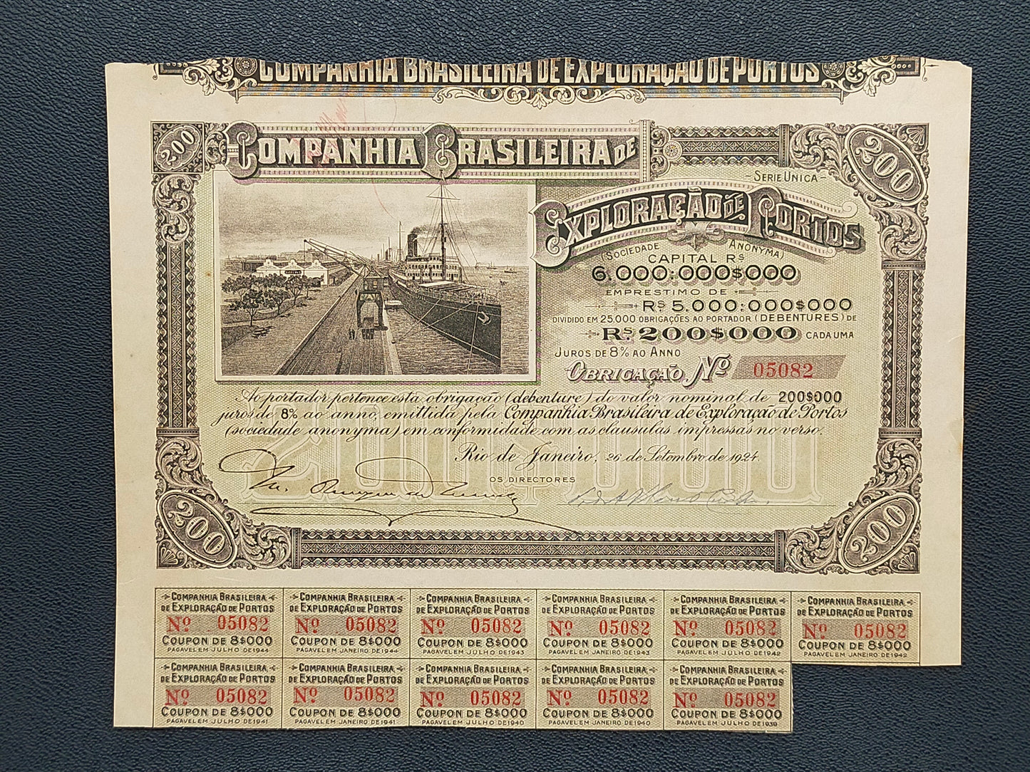 Historische Brasilien Anleihe 1924 Brasileira de Exploração de Portos
