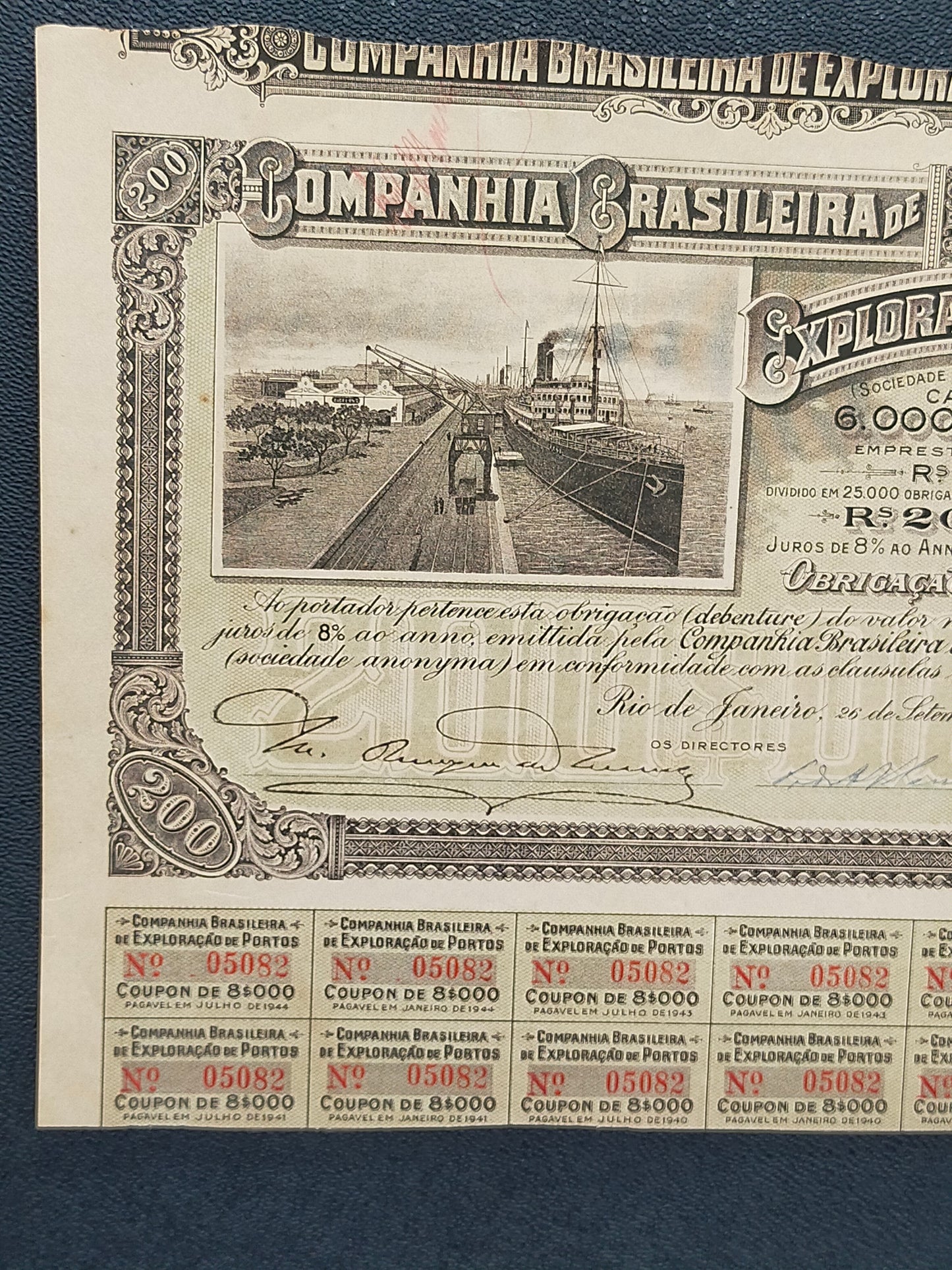 Historische Brasilien Anleihe 1924 Brasileira de Exploração de Portos