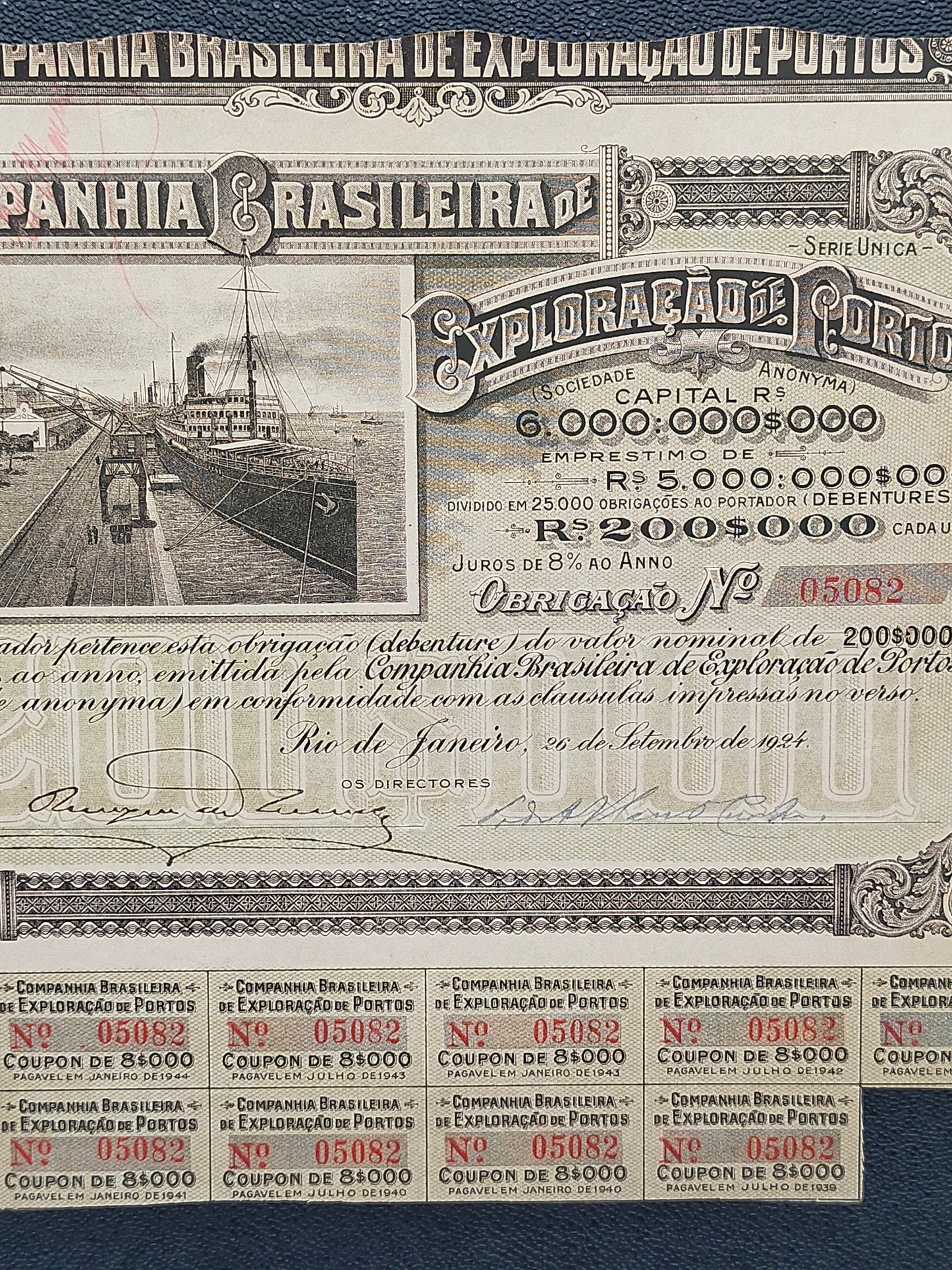 Historische Brasilien Anleihe 1924 Brasileira de Exploração de Portos