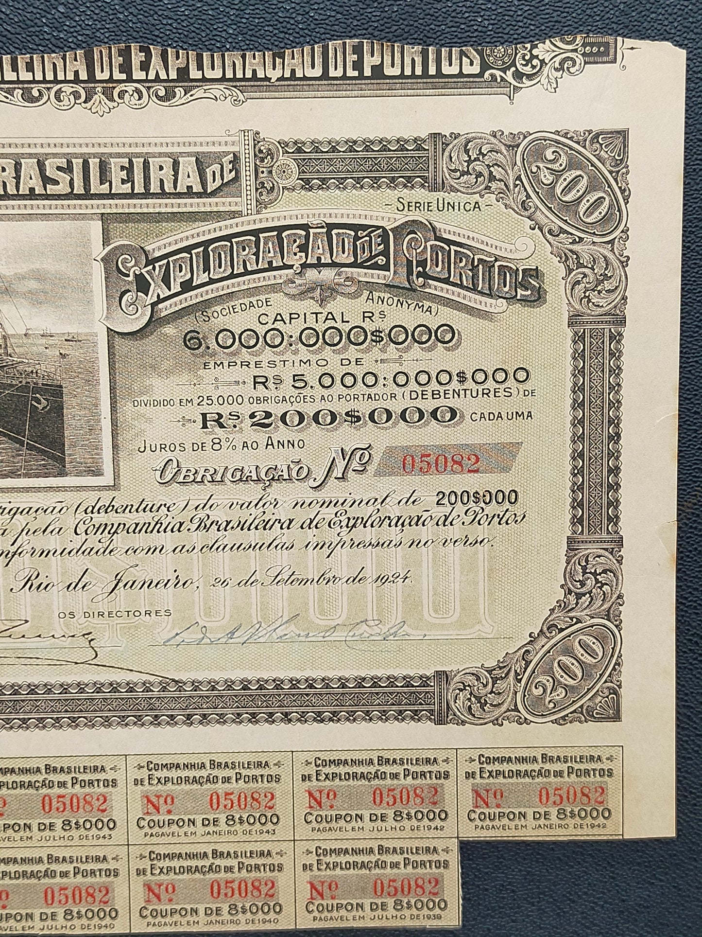 Historische Brasilien Anleihe 1924 Brasileira de Exploração de Portos