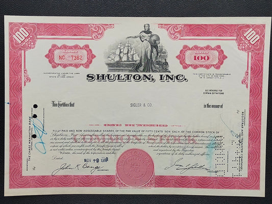 Historische Aktie Shulton, Inc. 1967 – Old Spice
