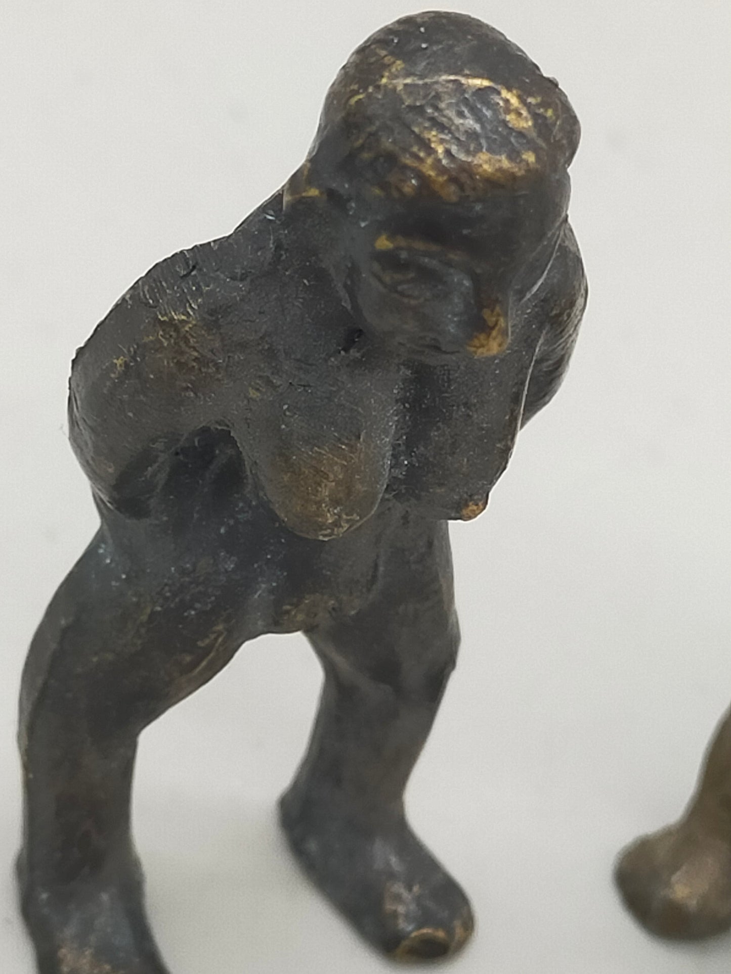 Antikes Bronze Figuren Set  2 Figuren und 1 Hund