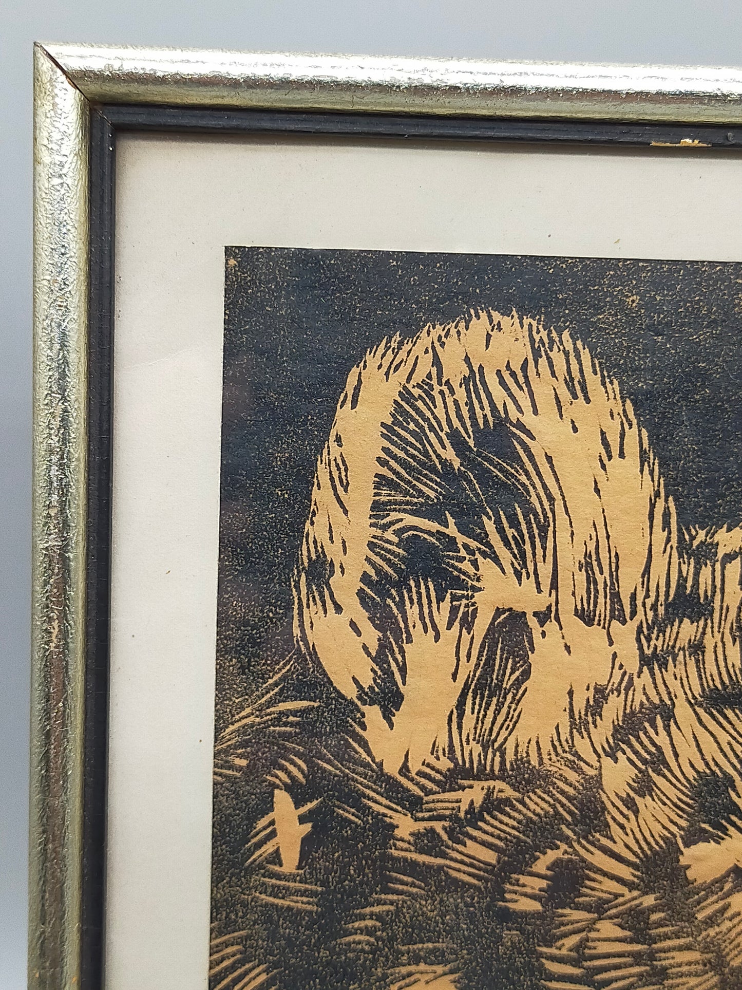 Originaler Grafik Lothar Werner Linolschnitt Leopard 1954