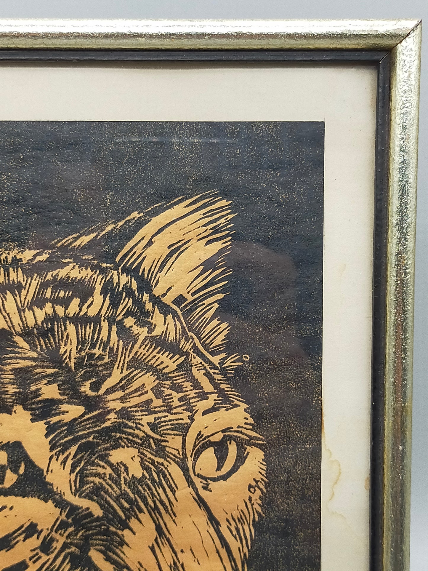 Originaler Grafik Lothar Werner Linolschnitt Leopard 1954