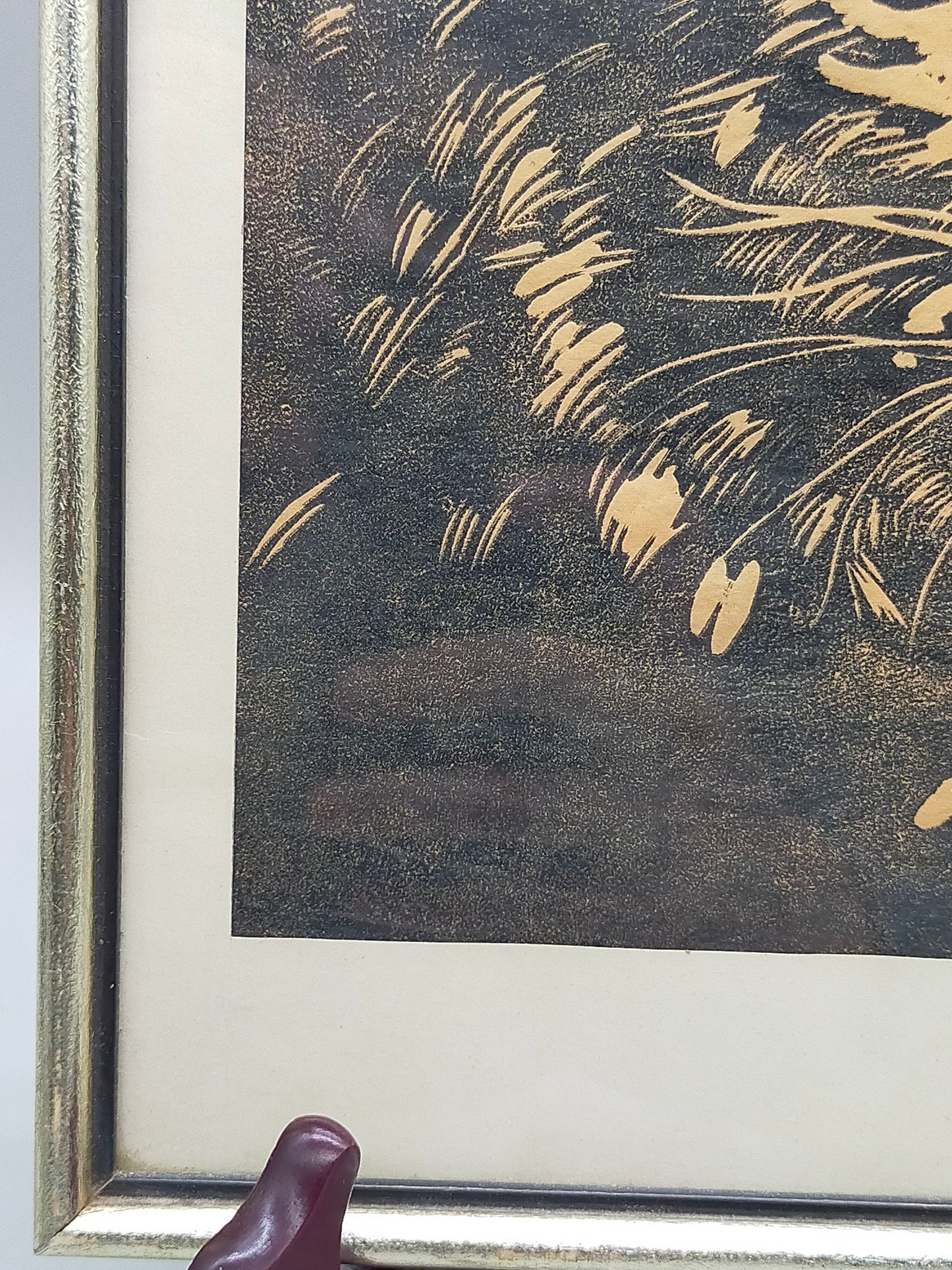 Originaler Grafik Lothar Werner Linolschnitt Leopard 1954