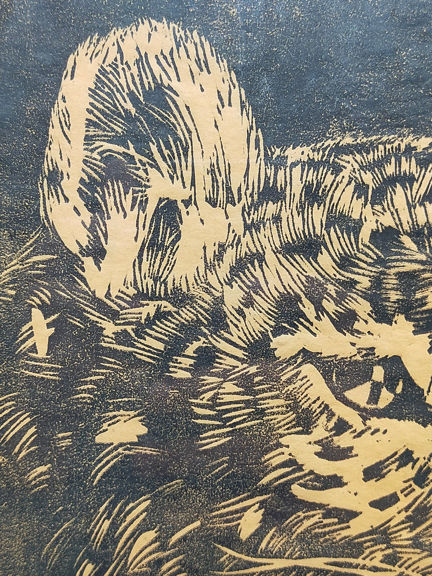Originaler Grafik Lothar Werner Linolschnitt Leopard 1954