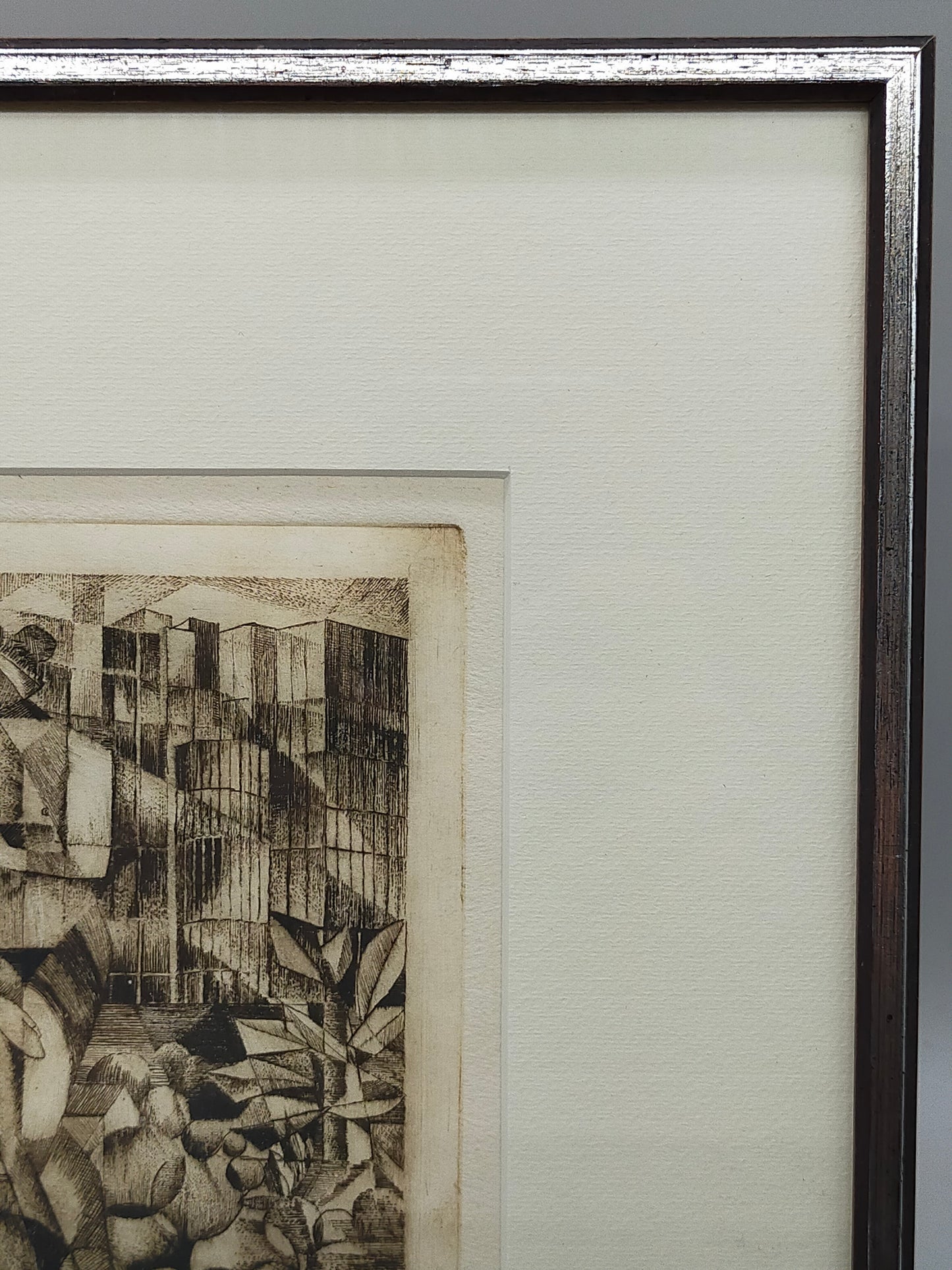 Kunstvoll gerahmte Grafik Gestern und Heute K. Schriefers 1983