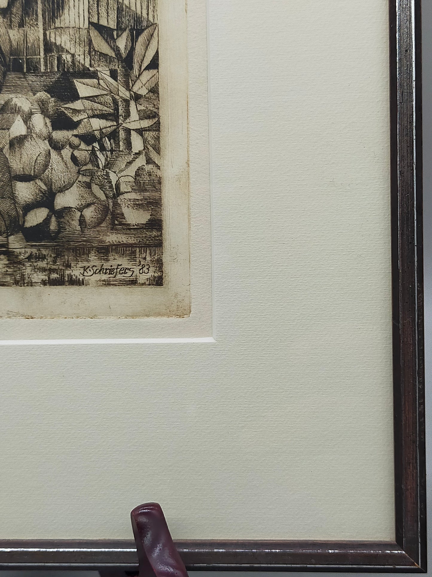 Kunstvoll gerahmte Grafik Gestern und Heute K. Schriefers 1983