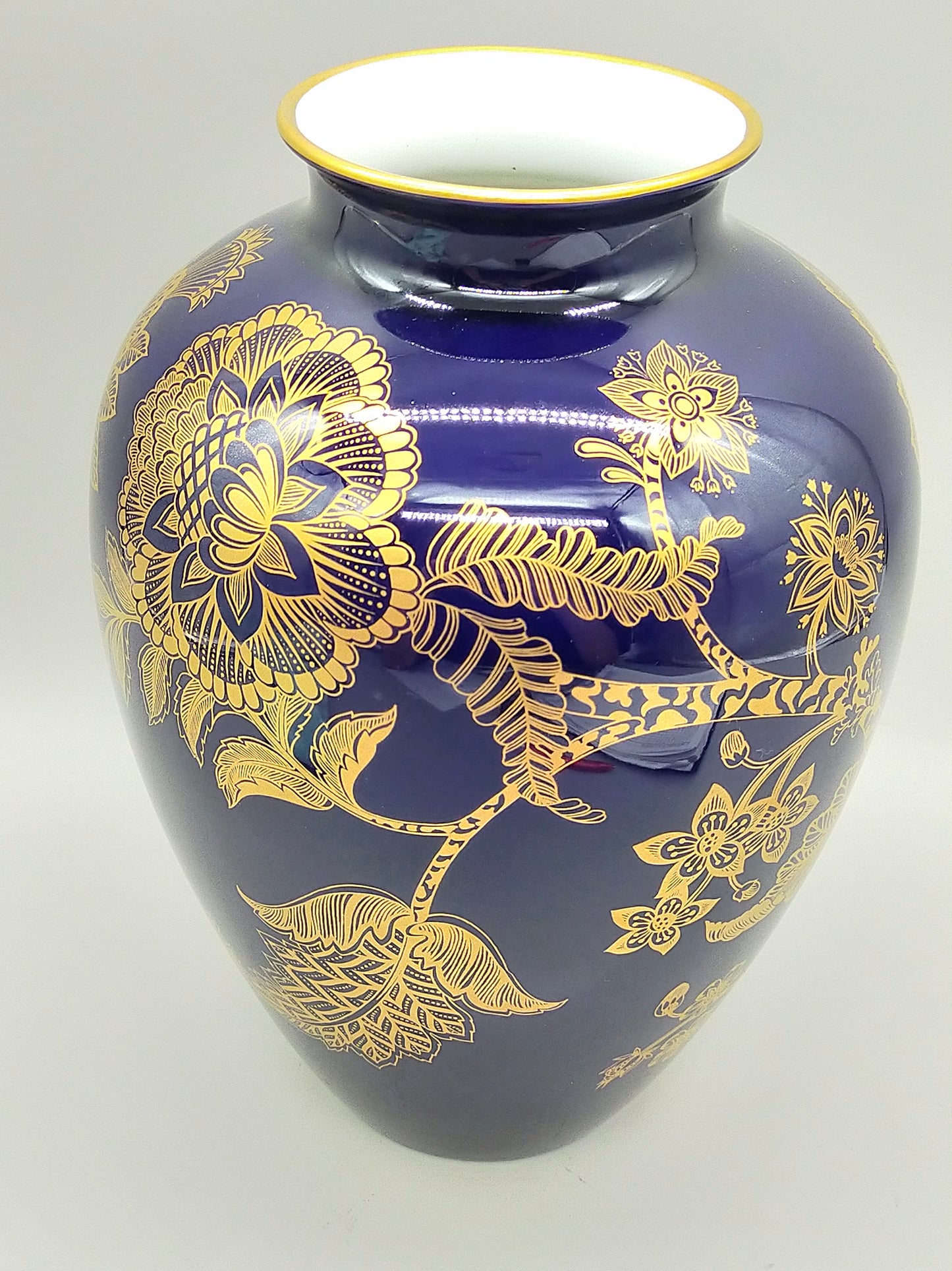 Edle Heinrich Germany Porzellan Vase – Echt Kobalt mit Golddekor